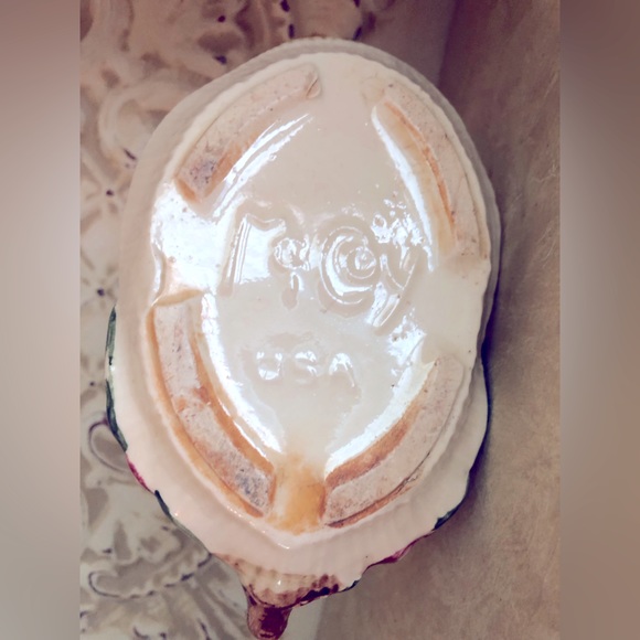 RARE McCoy USA VTG Art Pottery Fancy Lotus Leaf Red Berries Flower Pot CLEAN EXC - Picture 6 of 6